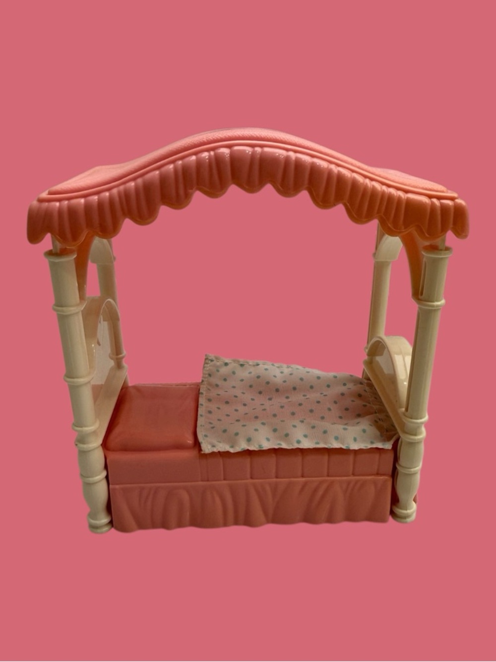 Vintage Playskool Dollhouse Pink Canopy Bed 90s
